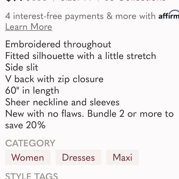 JS Boutique embroidered Long Sleeve illusion long gown - Picture 6 of 7